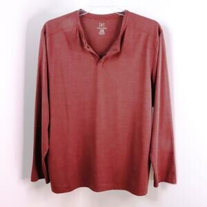 George Men's XL (46-48) Maroon Heathered Lightweight Snap Henley Pullover Shirt